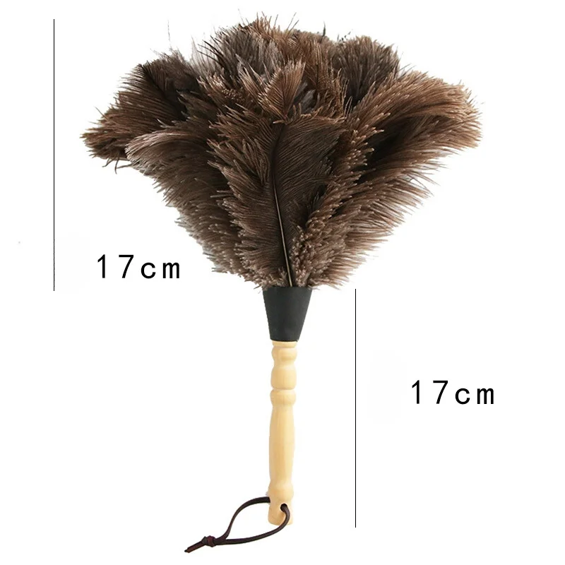 Beech Natural Ostrich Feather Duster Portable Dust Brush High-end Home Cleaning Feather Duster Car Dust Brush