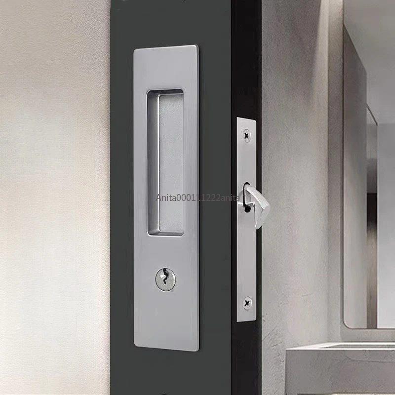 슬라이딩 도어 잠금장치 블랙 실내 발코니 주방 손잡이 욕실용 키 포함 이동식 슬라이딩 도어 훅