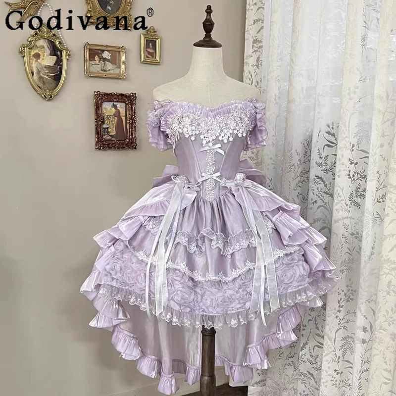 

Women's Purple Evening Dress 2026 New Girl's High Waist Slimming Exquisite Elegant Ball Gown Princess Birthday Party Dresses