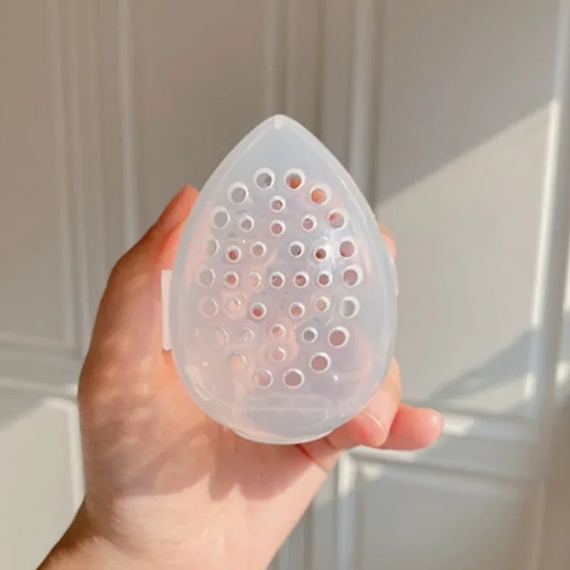 Custodia per supporto in spugna scaffale a forma di uovo scatola per asciugatura per soffi trasparente porta soffio per frullatore per trucco strumento di bellezza cosmetico vuoto