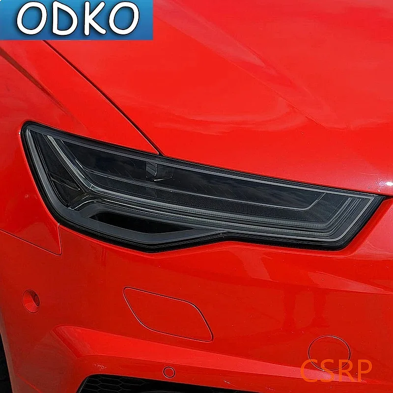 2 Pcs Car Headlight Protective Film Smoked Black Tint Wrap Vinyl Transparent TPU Sticker For Audi A6 C7 4G S6 RS6 2012-2018