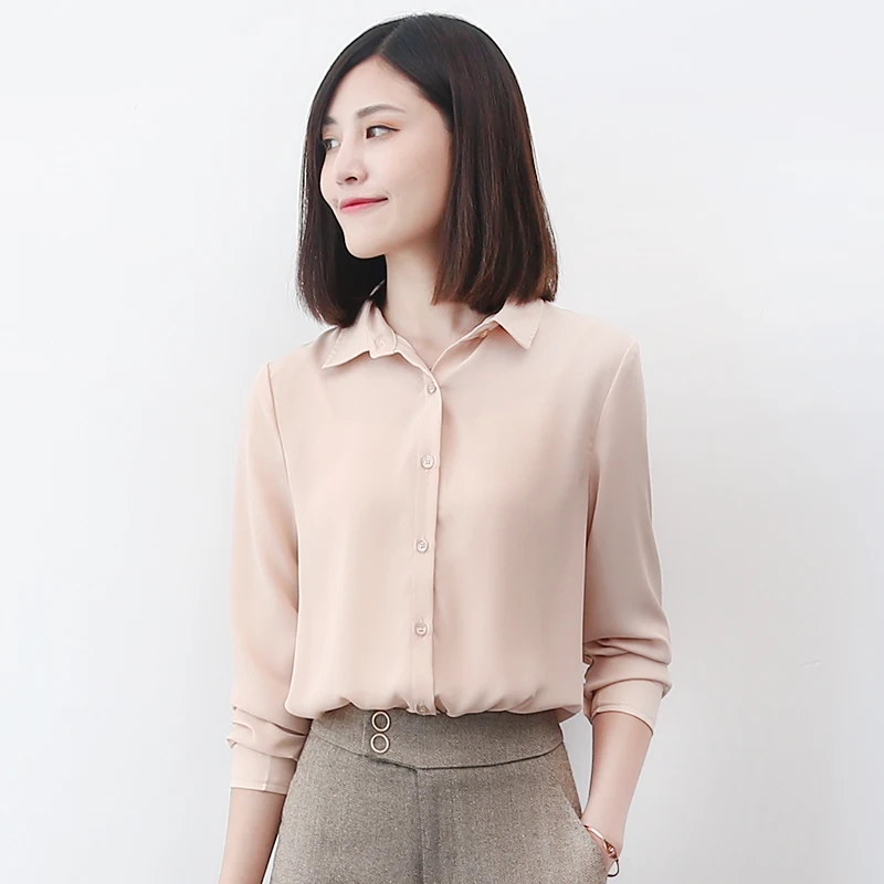 

Простые женские шифоновые рубашки 2023 года, новые повседневные разноцветные женские топы и блузки, элегантные рубашки с длинным рукавом, офисная женская одежда
