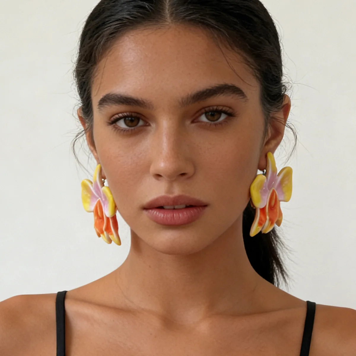 

New Stylish Women's Colorful Hand-painted Dripping-oil Fresh Flower Earrings Charms Jewelry Accessories