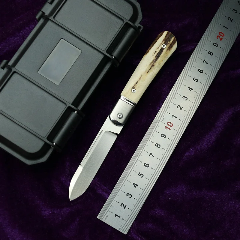 LEMIFSHE deer antler stalk steel handle m390 blade folding knife pocket survival EDC tool camping hunting outdoor knife