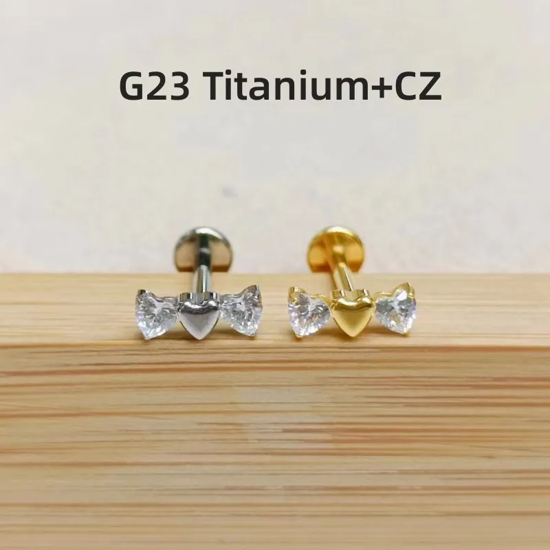 

Lot10pcs G23 Titanium ASTM F136 Heart CZ Lip Labret Ring Bar Ear Cartilage Helix Rook Tragus Studs 16G Body Piercing Jewelry