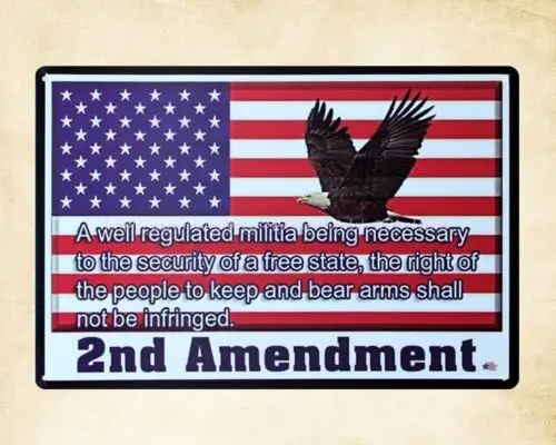 US flag 2nd Amendment eagle metal tin sign man cave metal art decor