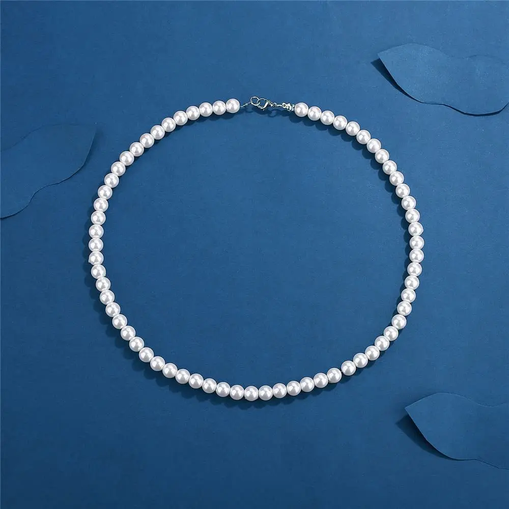 Simple Imitation Pearl Chain Necklace For Women Acrylic White Beads Choker INS Trendy Jewelry Gift Accessories