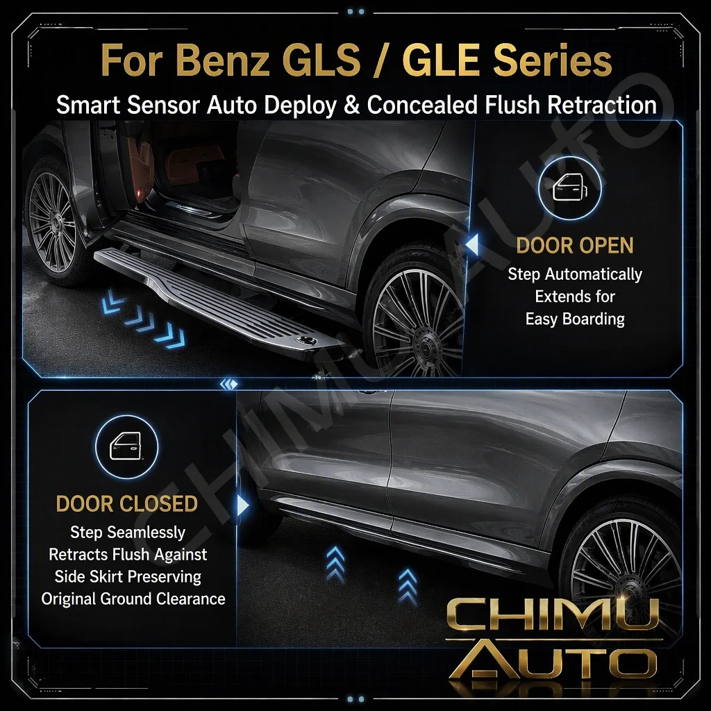 【CHIMU AUTO】For Benz GLS X167 GLE W167 V167 Automatic Electric Power Side Step Running Board Side Skirt Kit 300KG Max Load