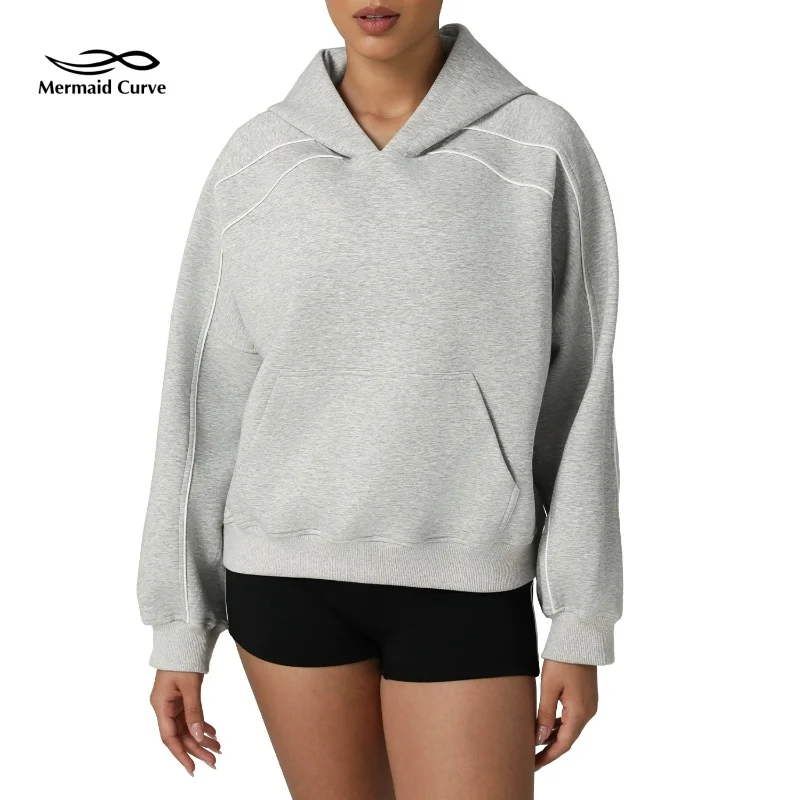 

Autumn Winter Loose Thickened Casual Sports Sweatshirt Outdoor Running American Hooded Dance Training Fitness Clothing