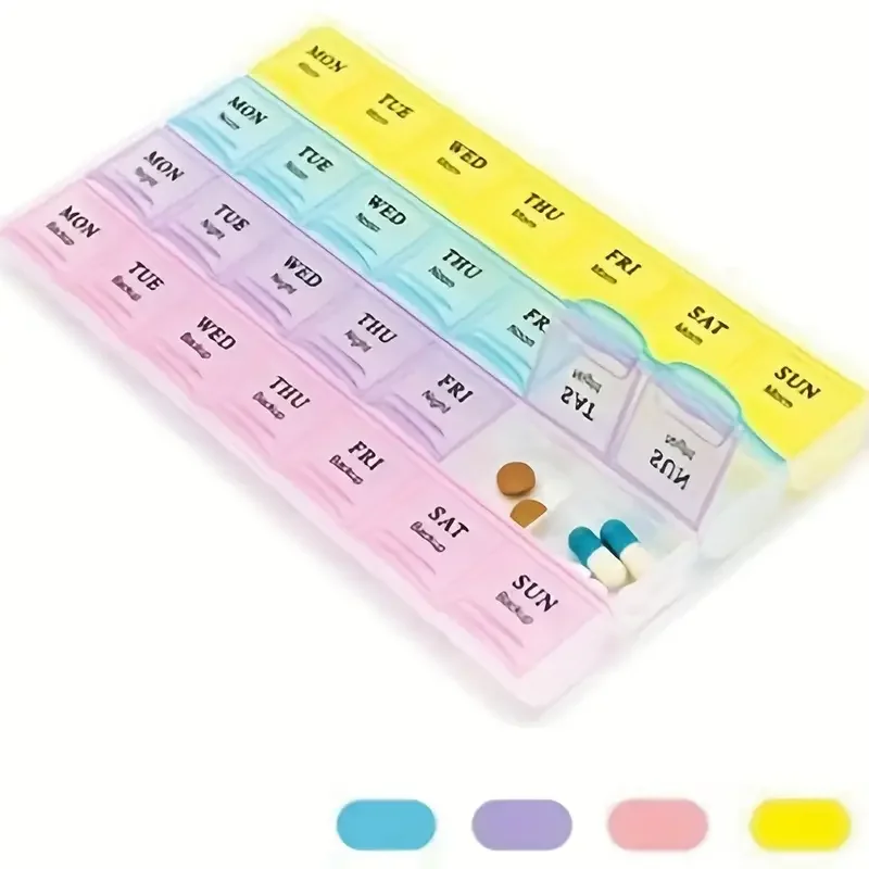 1pc Large Medicine Box, 28 Grids And 21 Grids Pill Storage Case, Portable Medicine Box, Ornament Box
