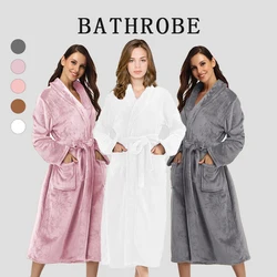 Luxurious Shawl Collar Bathrobe Premium Plush Soft Spa Plush Long Warm Robe