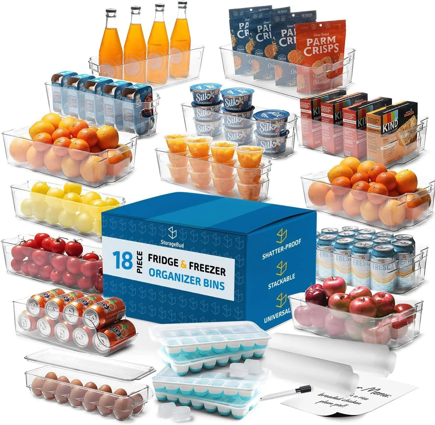 

Fridge Organizer - 18 Pieces refrigerator organizer bins - Pantry Organization and Storage for Fridge & Refrigerator