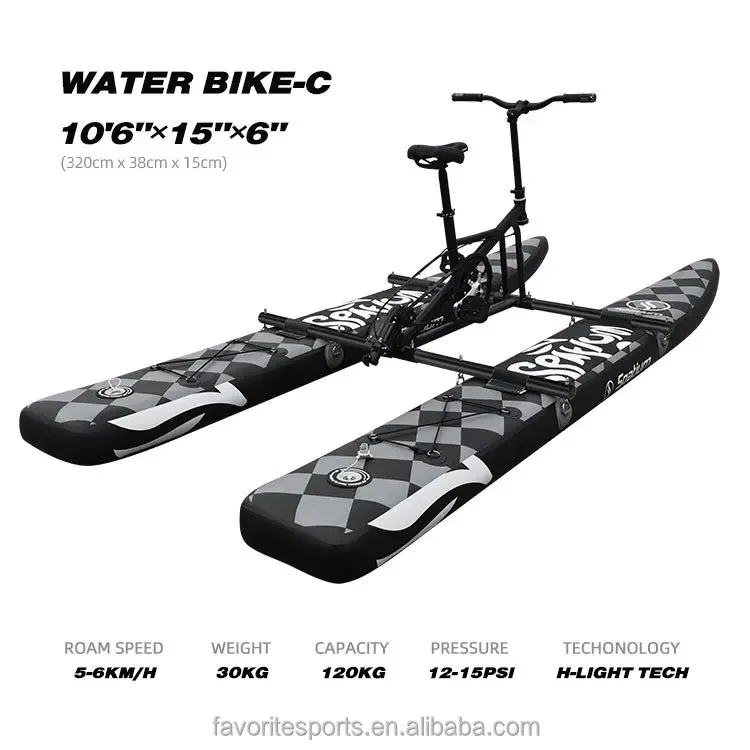 Favorite Hot selling high quality water inflatable pedal bike with cushion sea floating bicycle for sale