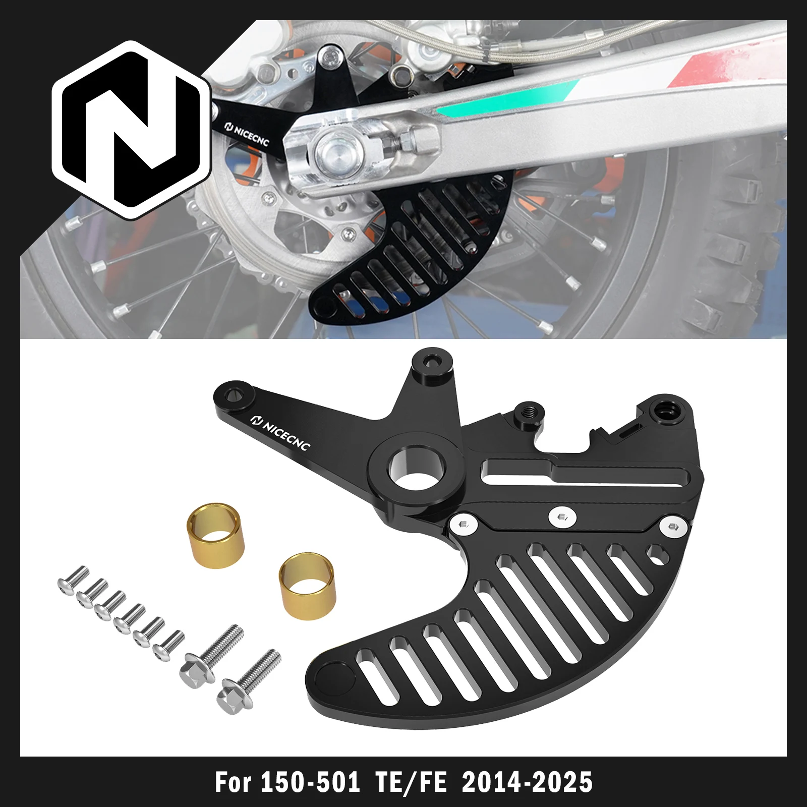 

For Husqvarna TE 300 FE250 FE 350 FE 450 2014-2025 Rear Dual Calipers Bracket Brake Disc Guard For KTM EXC 300 For GasGas EC 300