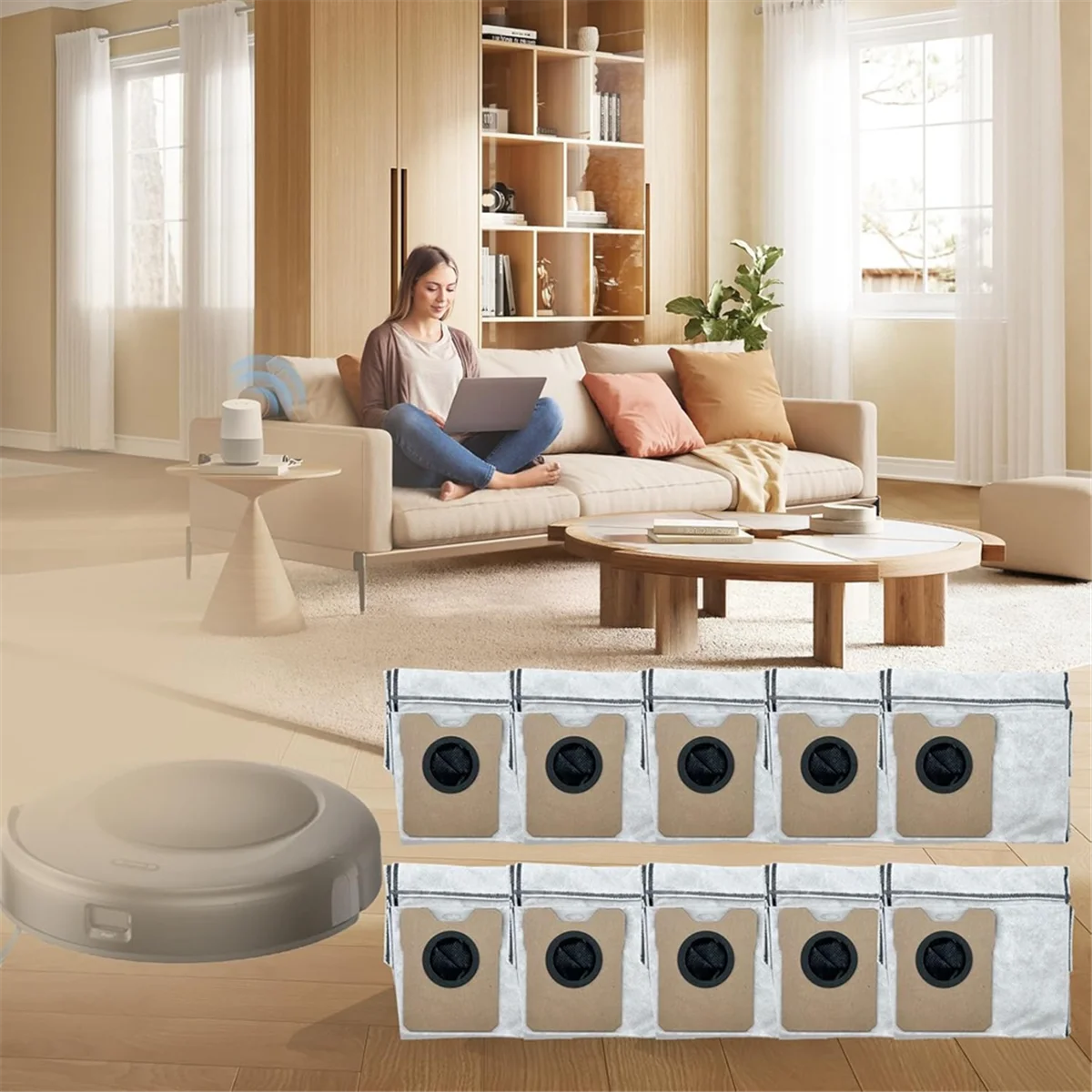 FZFZ 10PCS 먼지 봉투 C20 옴니 로봇 진공 청소기 부품 3L 대용량 먼지 봉투 교체 일회용 가방