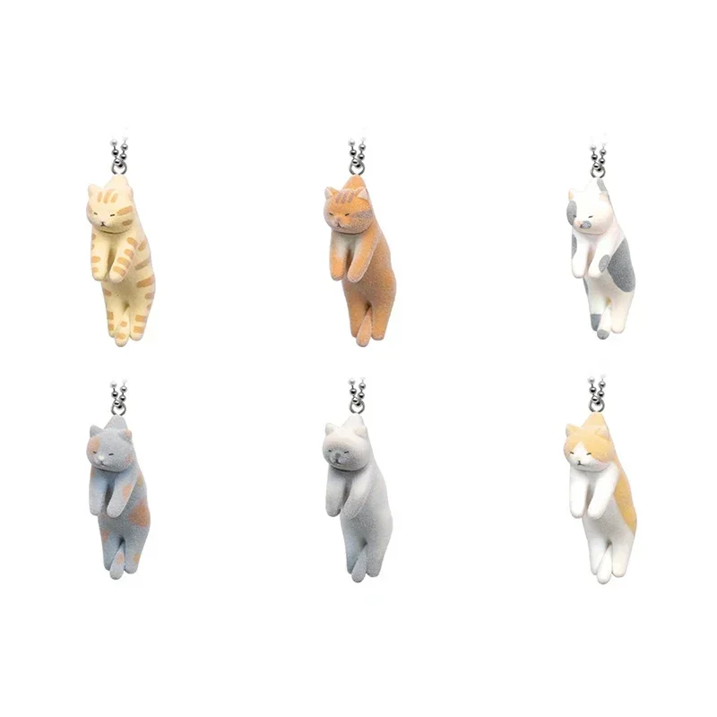 Qualia Gachapon Capsule Toy Tsumada Neko Flocking Cats Mascot Pendants Figurine Bag Purses Ornaments Blind Box Girls Gifts