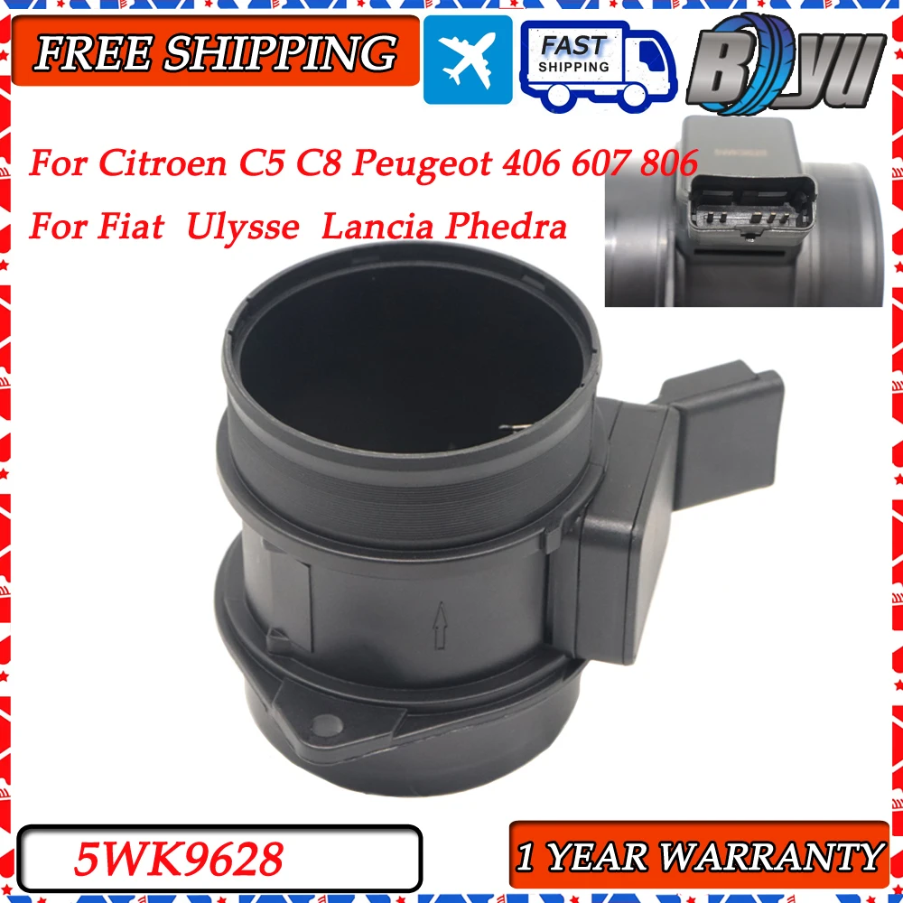 

MAF Mass Air Flow Meter Sensor 5WK9628 For Citroen C5 C8 Fiat Ulysse Lancia Phedra Peugeot 406 607 806 807 Expert 2.0 2.2