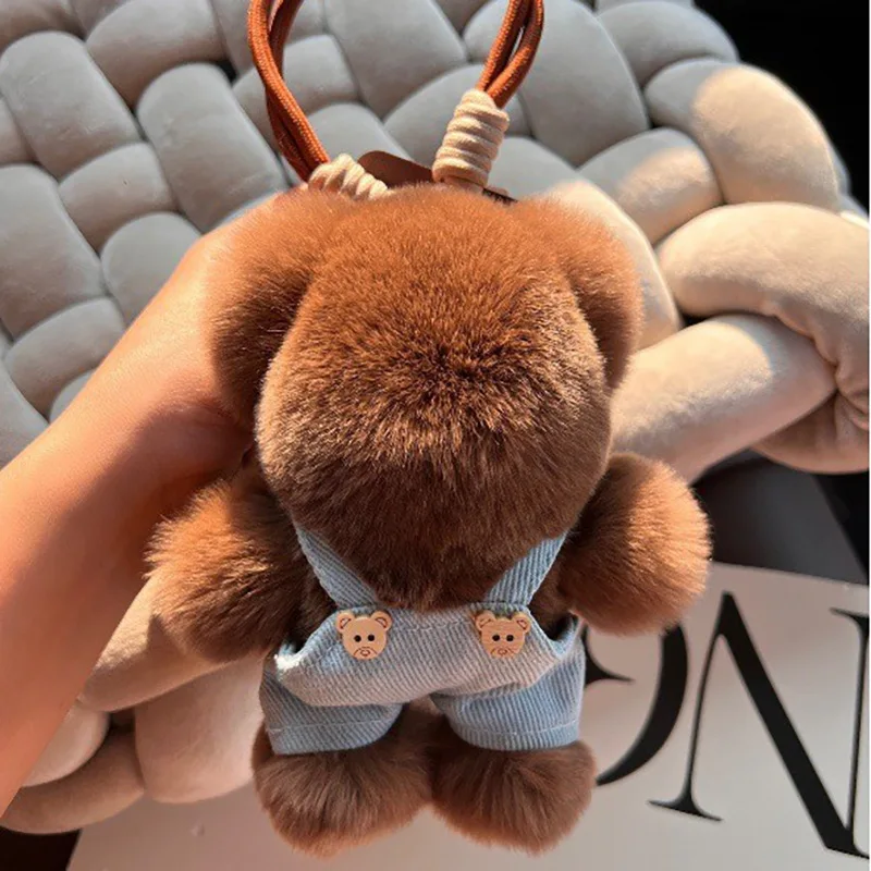 Süße echte Otter Kaninchenfell kleine Bär Auto Schlüsselanhänger Anhänger Plüschtier Puppe Schultasche Dekoration