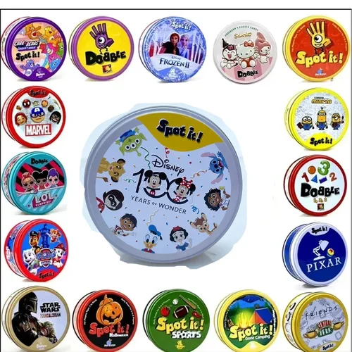 새로운 스팟 카드 게임 Dobble Juego 피카추 금속 상자 원피스 도라에몽 친구 파티 Jr 힙합 보드 게임 어린이 선물