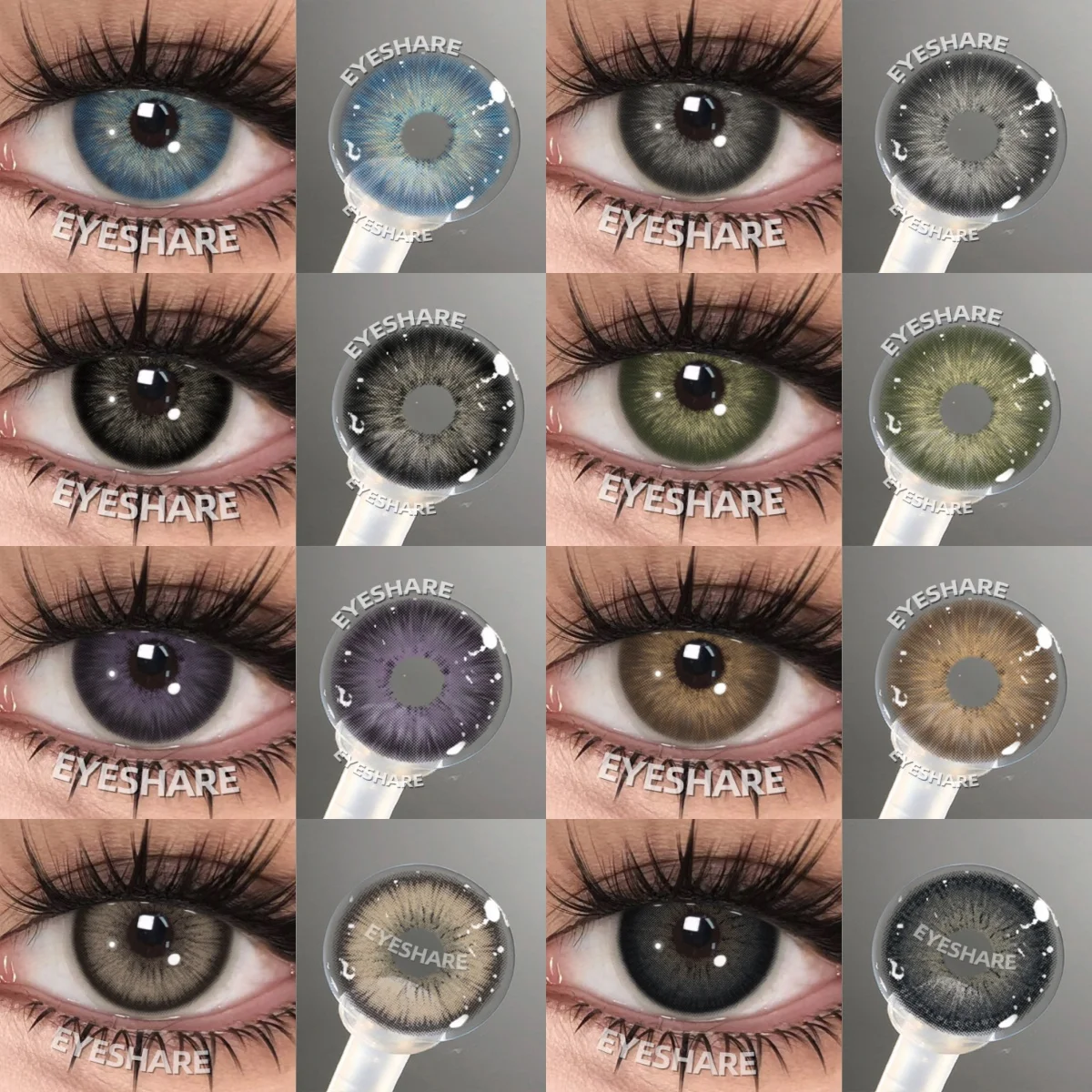 EYESHARE 1 Paar Farbige Kontaktlinsen Natürliche Braune Schönheitspupillen Schwarze Augenlinsen Modische Graue Kontaktlinsen Blaue Augen Make-up-Linsen für die Augen