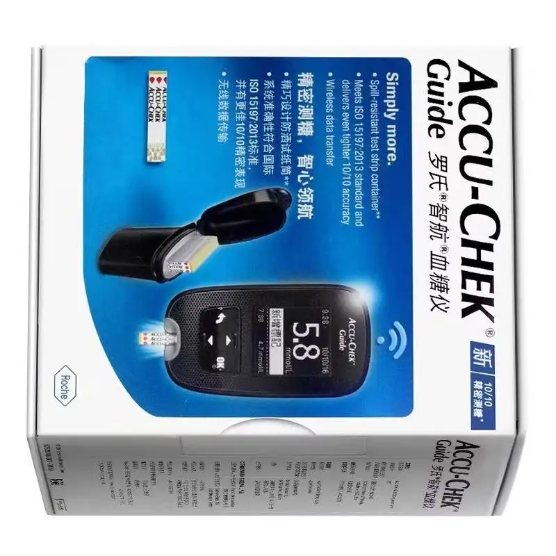 Guía Accu Chek, glucosa en sangre, tiras reactivas de glucosa Accu Chek, juegos de lancetas, medidor de glucosa en sangre, Kit de prueba, aguja para tomar sangre gratis