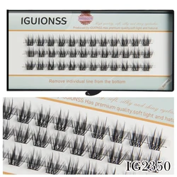 IGUIONSS OEM ODM Segmented Eyelash Extension DIY Natural Individual Lash Makeup Tools Soft Easy to Operate Eyelashes Cosmetics