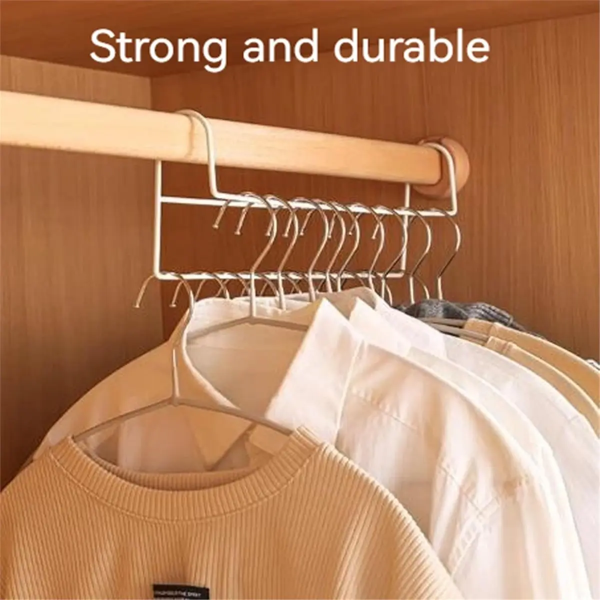3 Pack Staggered Closet Hanger Rod, Space Saving Iron Wardrobe Organizer Rack for Home