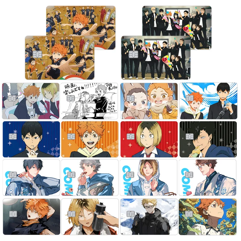 

Anime Cartoon Volleyball Boy Hinata Shoyo Kageyama Tobio Credit Card Skin Stickers for VISA Bank Card Bus Metro Sticker Decal