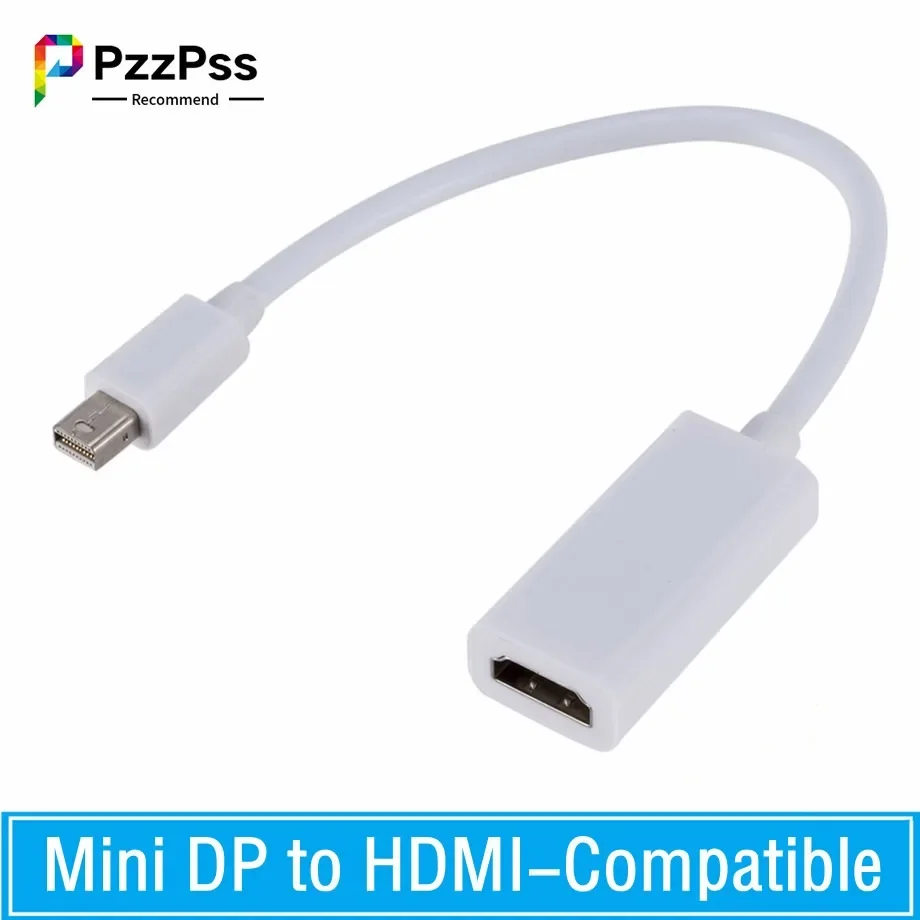 PzzPss Mini DisplayPort To HDMI-compatible Adapter Cable 1080P Mini DP to HDMI-compatble Converter For Apple Mac Macbook Pro Air