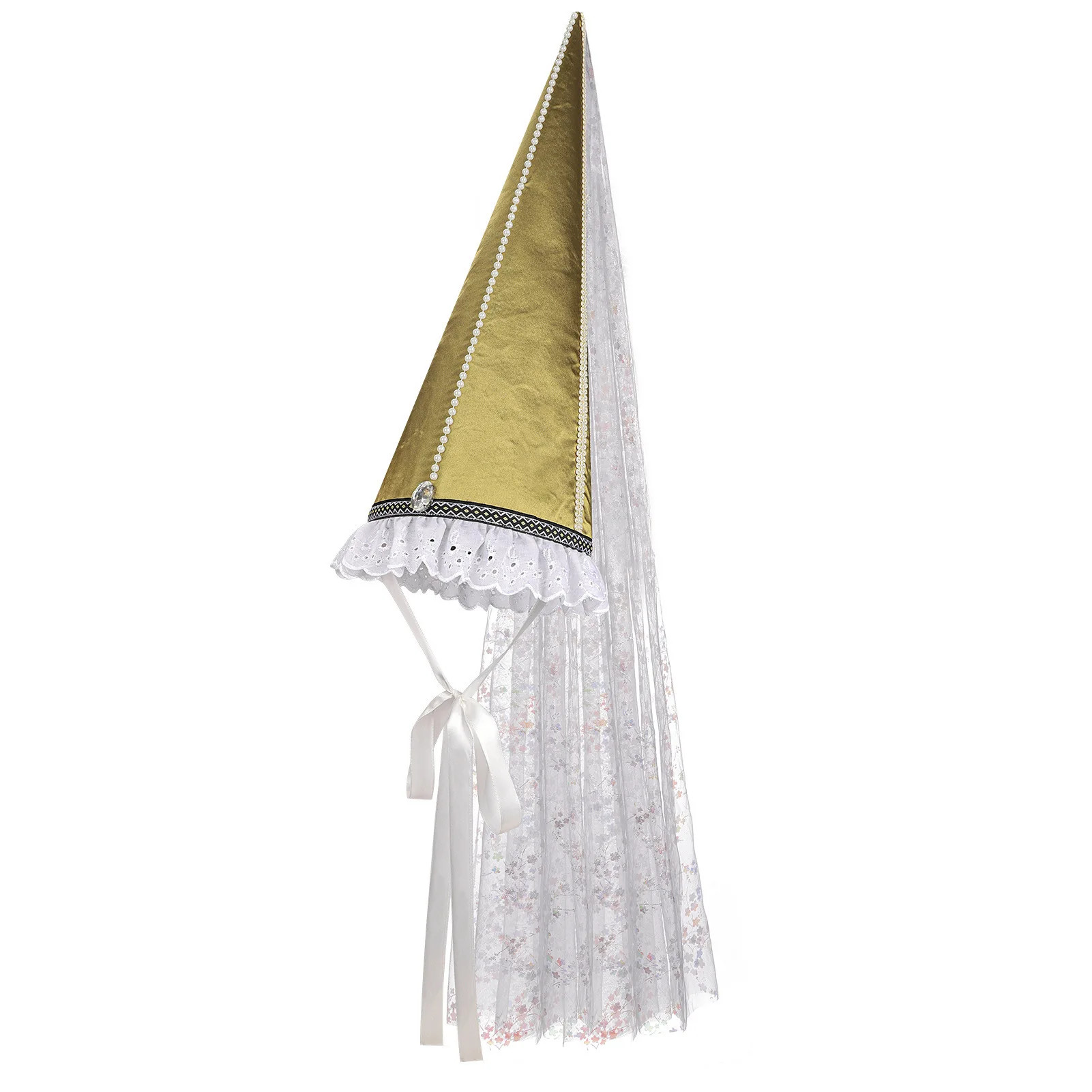 Adult Clown Witch Hennin Cone Hat Halloween Party Face Veil Pointed Cap Medieval Renaissance Comic Fancy Cosplay Accessory 5