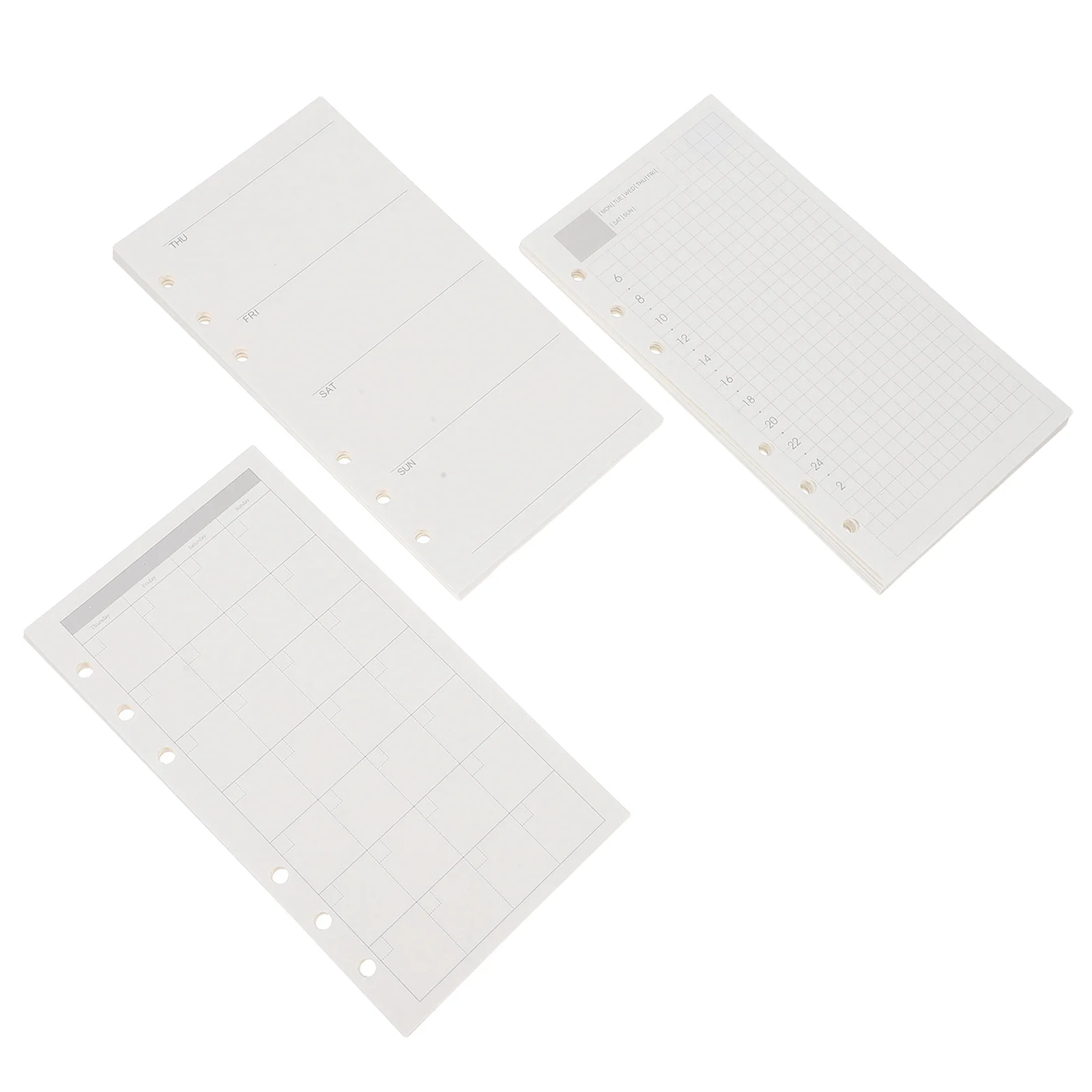 

3Pcs Undated 6-Hole Planner Paper Refill Daily Weekly Monthly Loose Leaf Inserts for Flexible Time Management Planner Pages