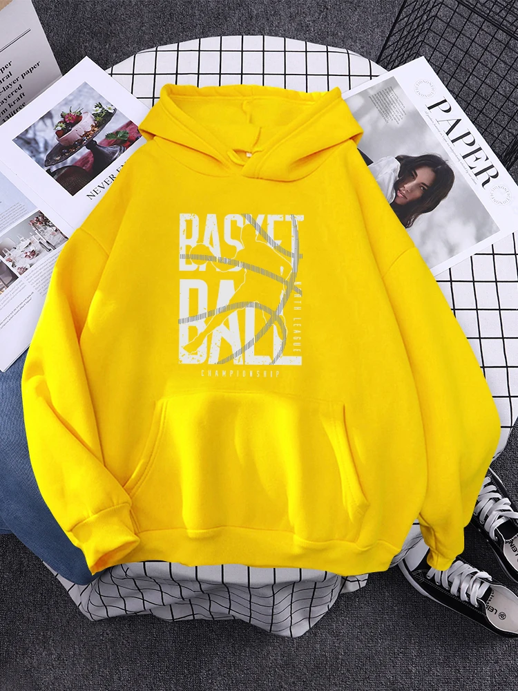 Play Basketball Hard Print Female Clothing Fashion Hip Hop Streetwear Pocket Fleece Hoodies Autumn Casual Hoody For Womens