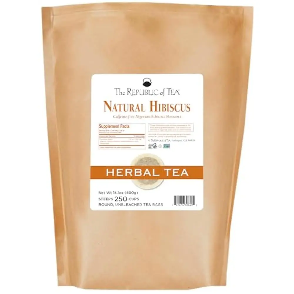 

Natural Hibiscus Superflower Herbal Tea, 250 Tea Bags, Ruby Red Hibiscus Fine Blend