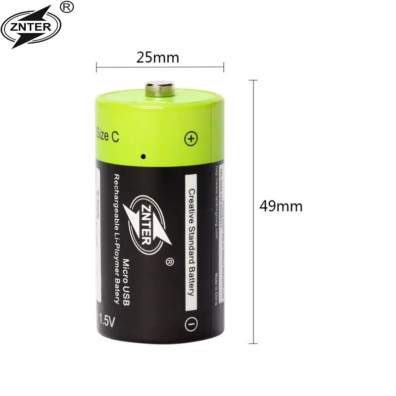 Znter 4 pces 1.5v bateria recarregável li-polímero 3000mah c tamanho usb c tipo li-íon bateria poderosa usb cabo de carregamento
