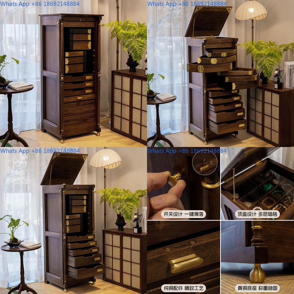 

Walnut Wood Dental Cabinet Tea Storage Cabinet Modern Luxury Floor Standing Tea Cabinet for Tea Ware and Jewelry