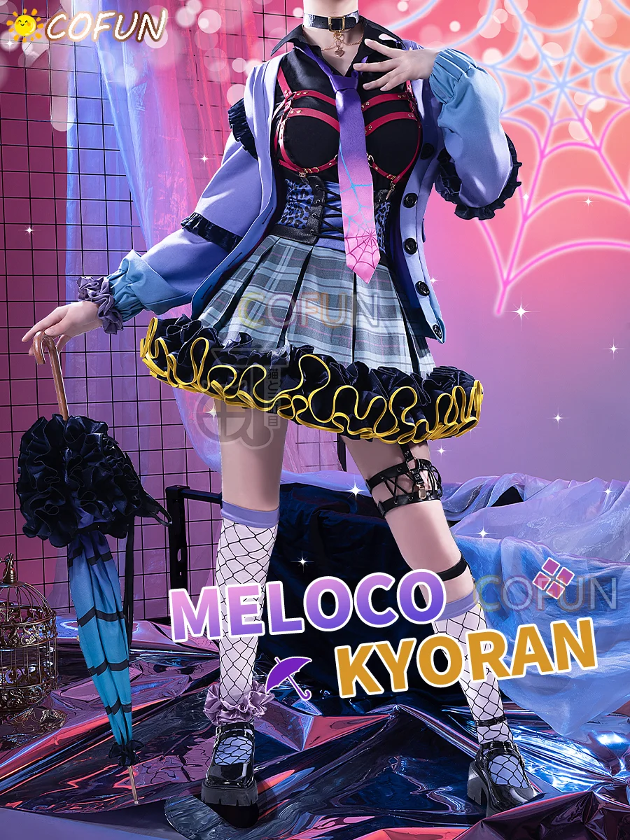 

COFUN Game Vtuber XSOLEIL Meloco Kyoran Cosplay Costume Halloween Women Outfit Dress Anime Umbrella Shoes