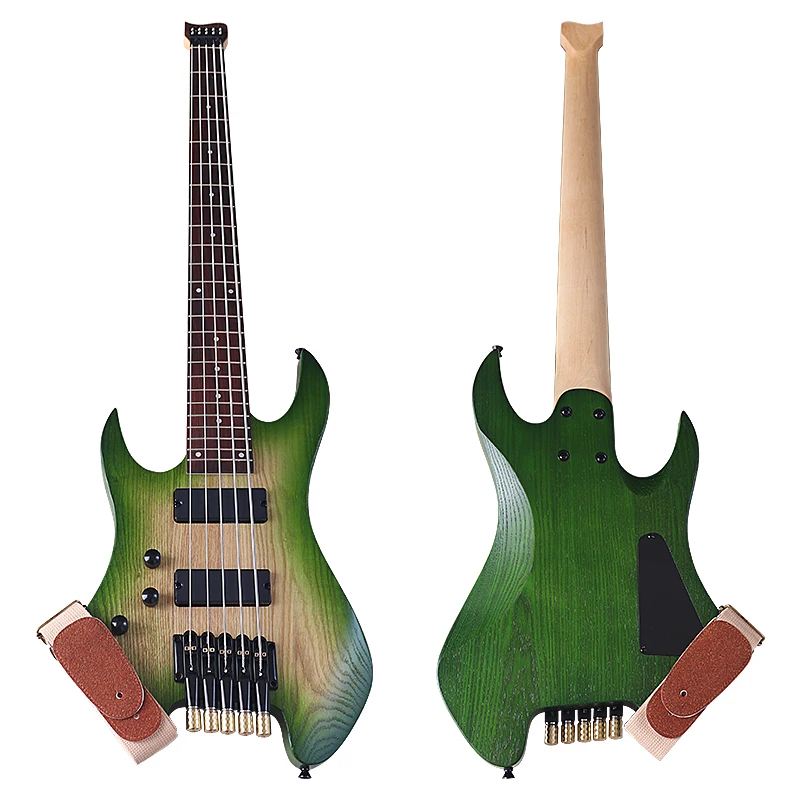 Left Hand Headless Bass Guitar 5 Strings 41 Inch Electric Bass Guitar Solid Ashwood Body with Canada Maple Neck