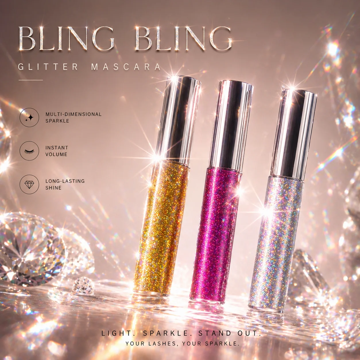 Glitter Lashes Seal Sparkle Diamond Lash Topcoat DIY Fluffy Glitter Lashes cluster Easy To Remove for Holiday Festival Look