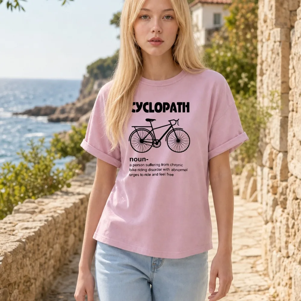 Men Cotton T Shirt Cyclopath Funny Bicycle Definition Graphic Tee Unisex Casual Top for Cycling Enthusiasts Daily Street Wear
