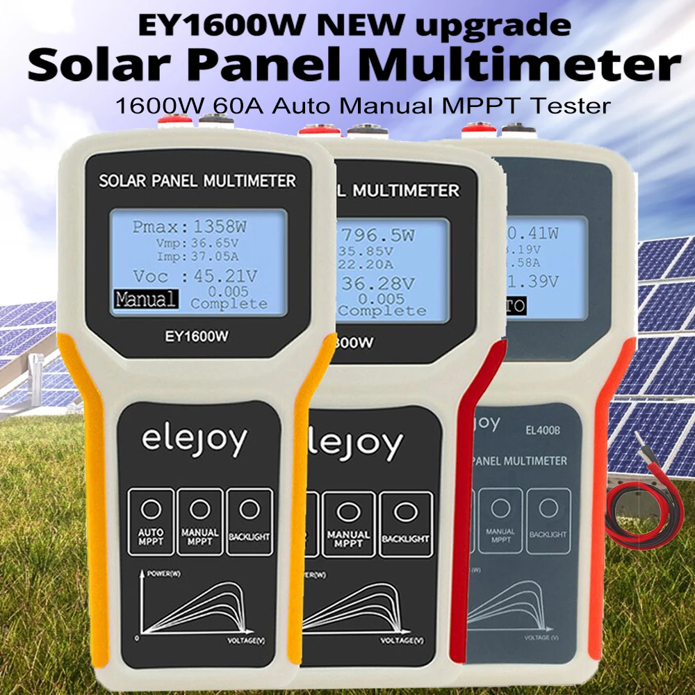 EY800W EY1600W EL400B Solar Panel Multimeter Auto/Manual MPPT Detect Open Circuit Voltage Power Meter Photovoltaic Panel Tester