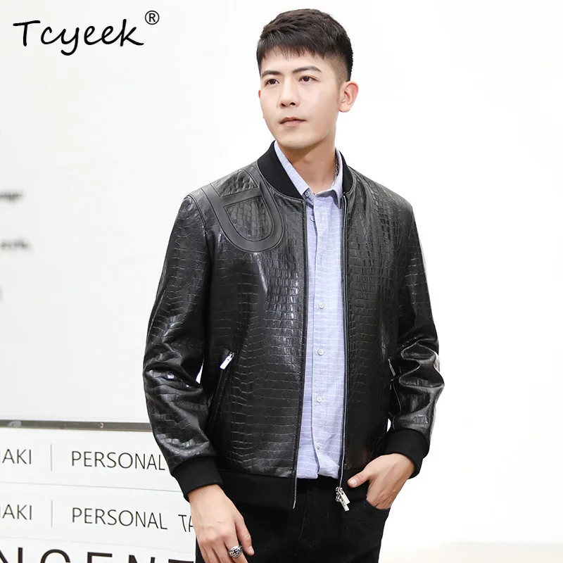 Tcyeek Real Leather Jacket Men Genuine Sheepskin Coat Male Spring Autumn Clothes 2025 Baseball Uniform Куртка Мужская New Style