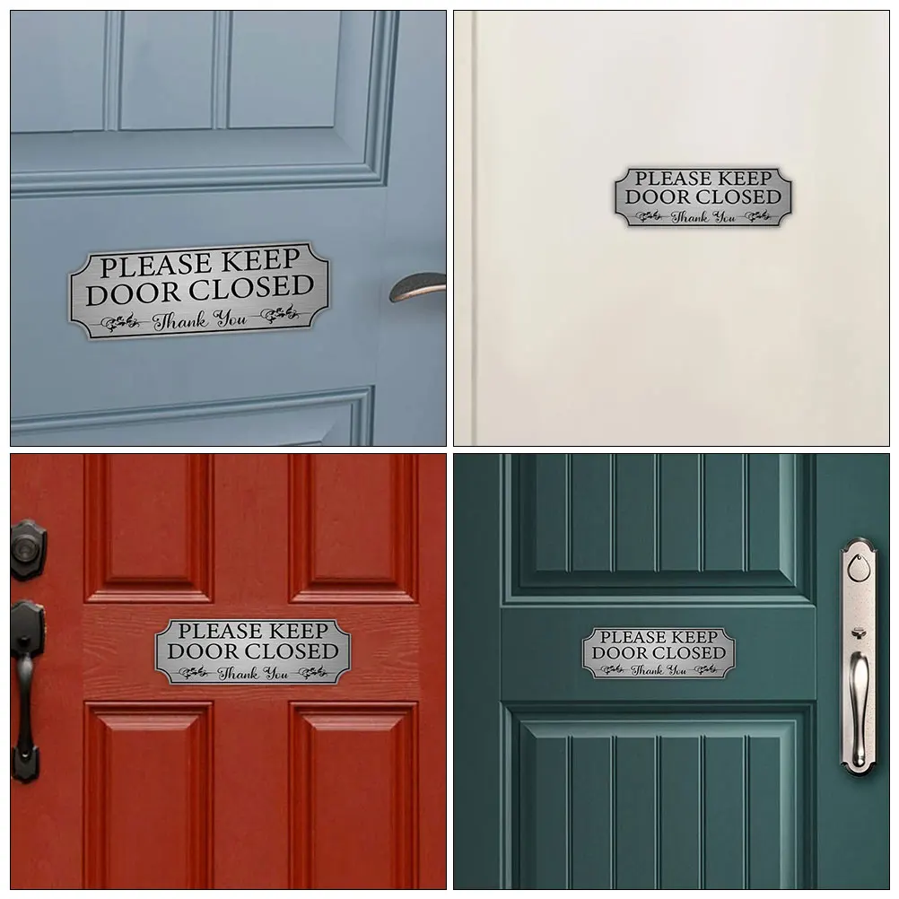 

2pcs Keep Decorative Metal Sign Adhesive Please Keep Door Closed Sign Bathroom Office Storage Bathroom Replacement Notice Marker