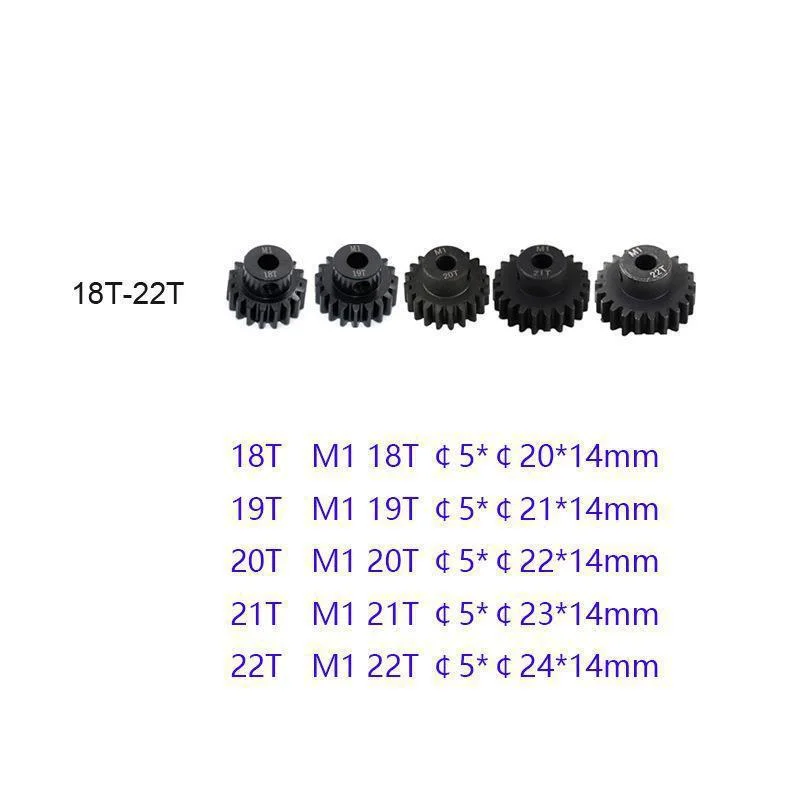 1/5PCS Metal Steel M1 Pinion Gear Sets 21T 22T 23T 24T 25T 5mm Shaft Motor Gears with Hex Key for 1/10 RC Brushless Brush Motor
