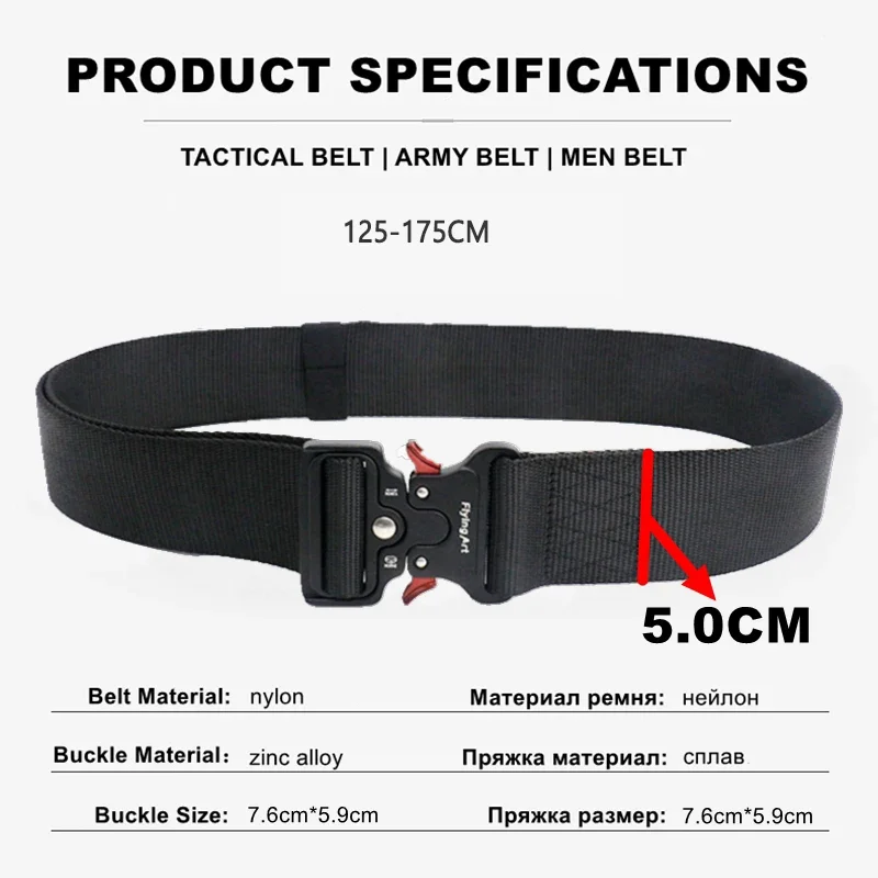 Männer Plus Große Größe 125 135 145 155 165cm Taktische Gürtel 5CM Breiten Militärischen Nylon Leinwand Taille Gürtel quick Release Magnetische