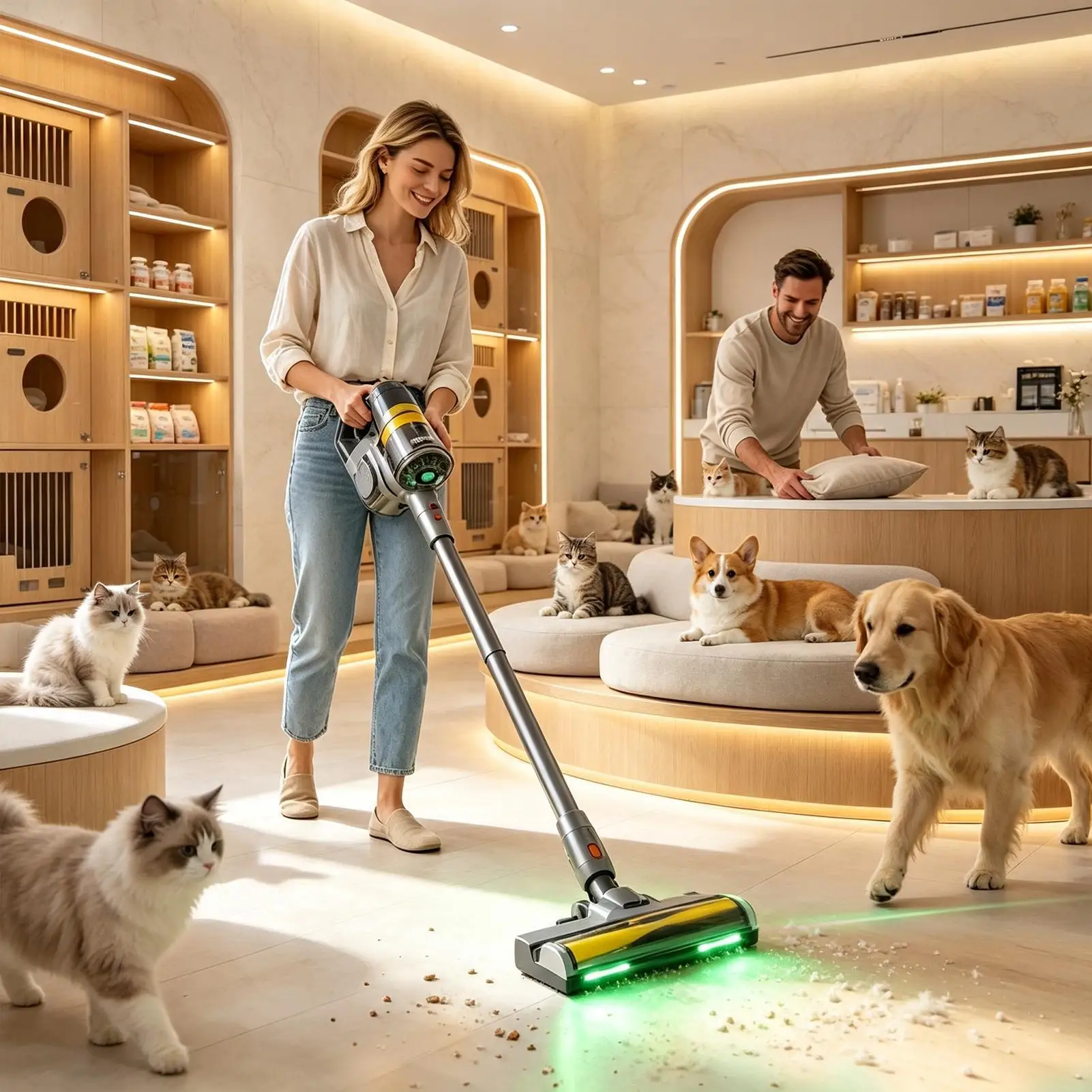 Vacuum Light Lightweight Universal Dust Cleaner Lamp Vacuum Dust Display LED Lamp For Floor Carpet Pet Hardwood Dorm Lint Rug