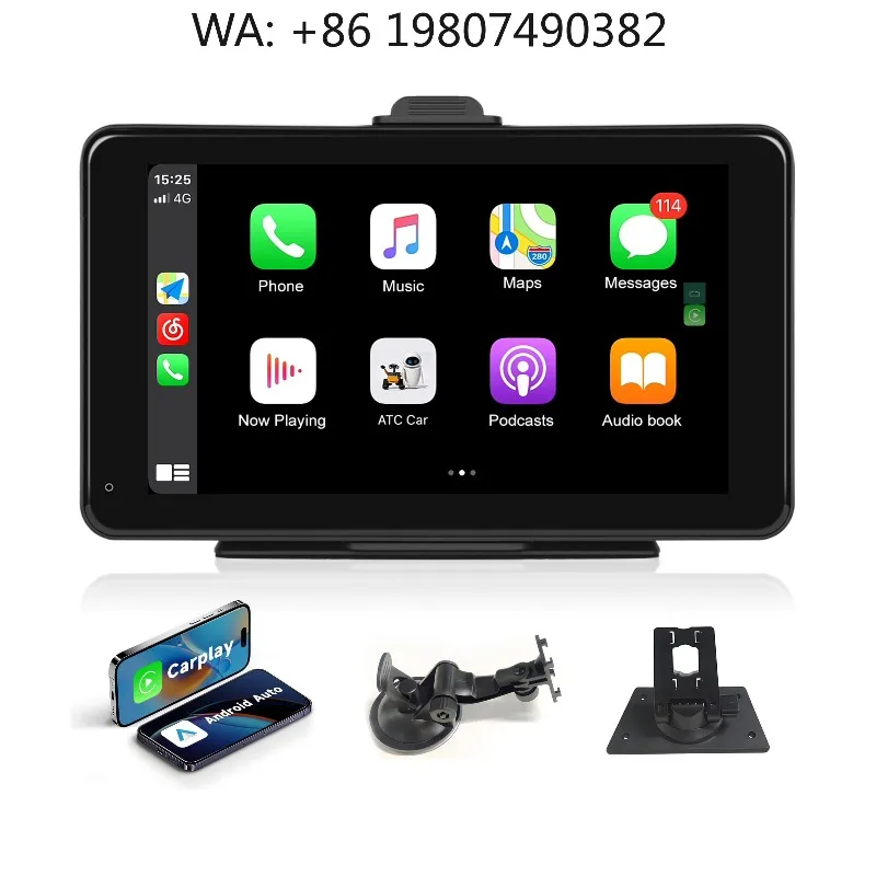 7 Inch Touch Screen Portable Car Multimedia Radio Wireless Carplay Android Auto Siri Voice Control Universal Car Stereo
