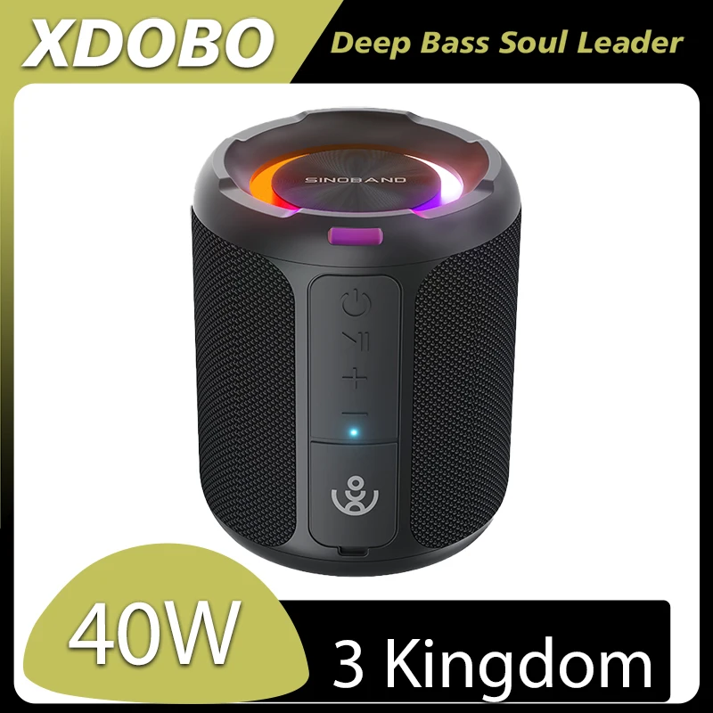 

XDOBO New 3 Kingdom Bluetooth Speaker 40W LED Light Wireless Subwoofer Waterproof Speaker Outdoor Home Support TF Card AUX USB
