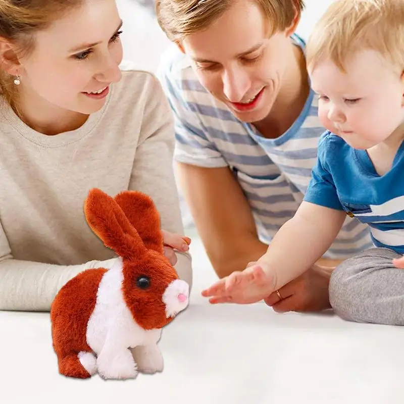 Peluche eléctrico interactivo de conejito para niños, peluche juguete de hecho a mano, Animal de peluche suave, conejo, Robot de peluche, decoración de Ester para el hogar