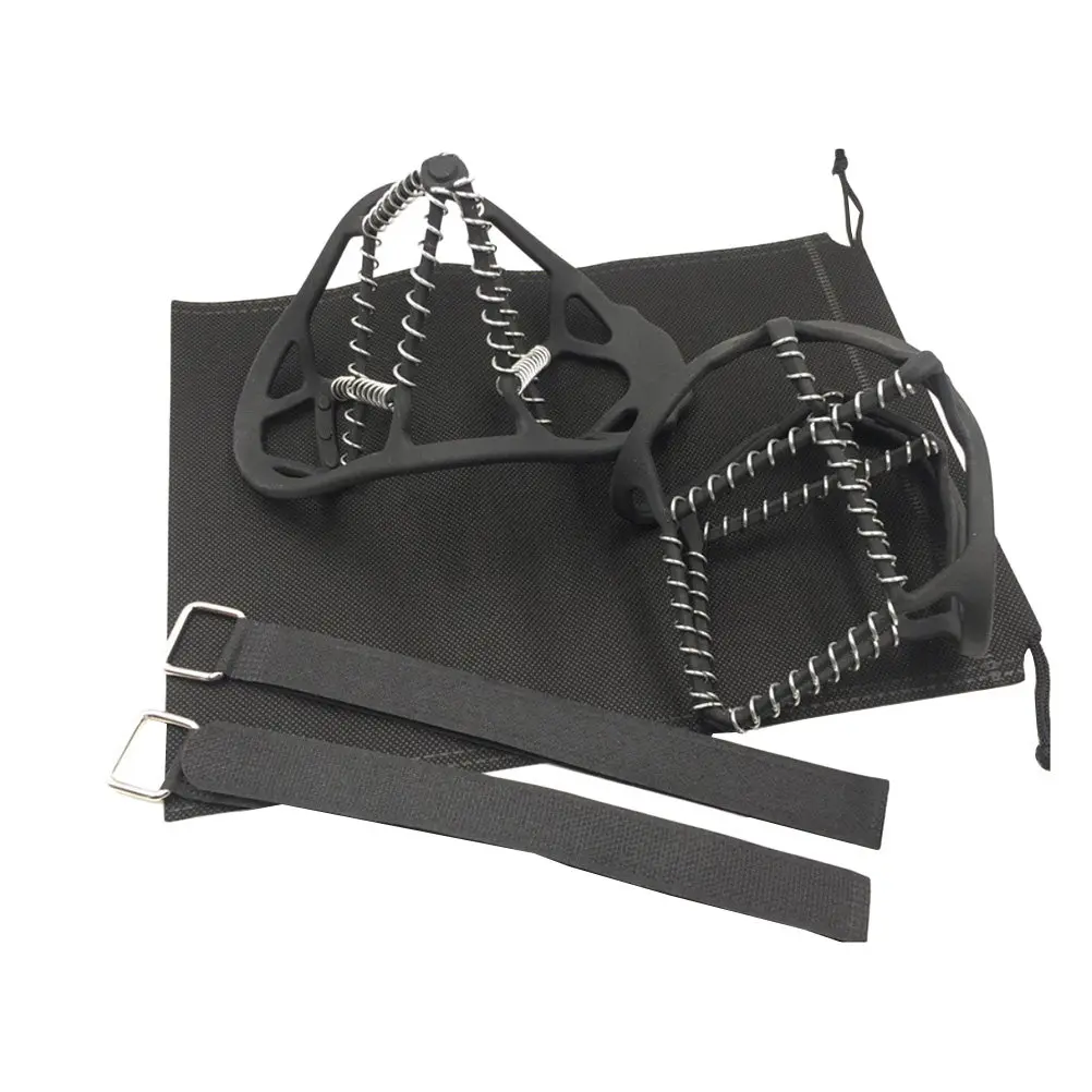 

2 пары портативных противоскользящих пружинных шипов из нержавеющей стали с силиконовыми накладками для обуви, для ходьбы и походов по льду и снегу