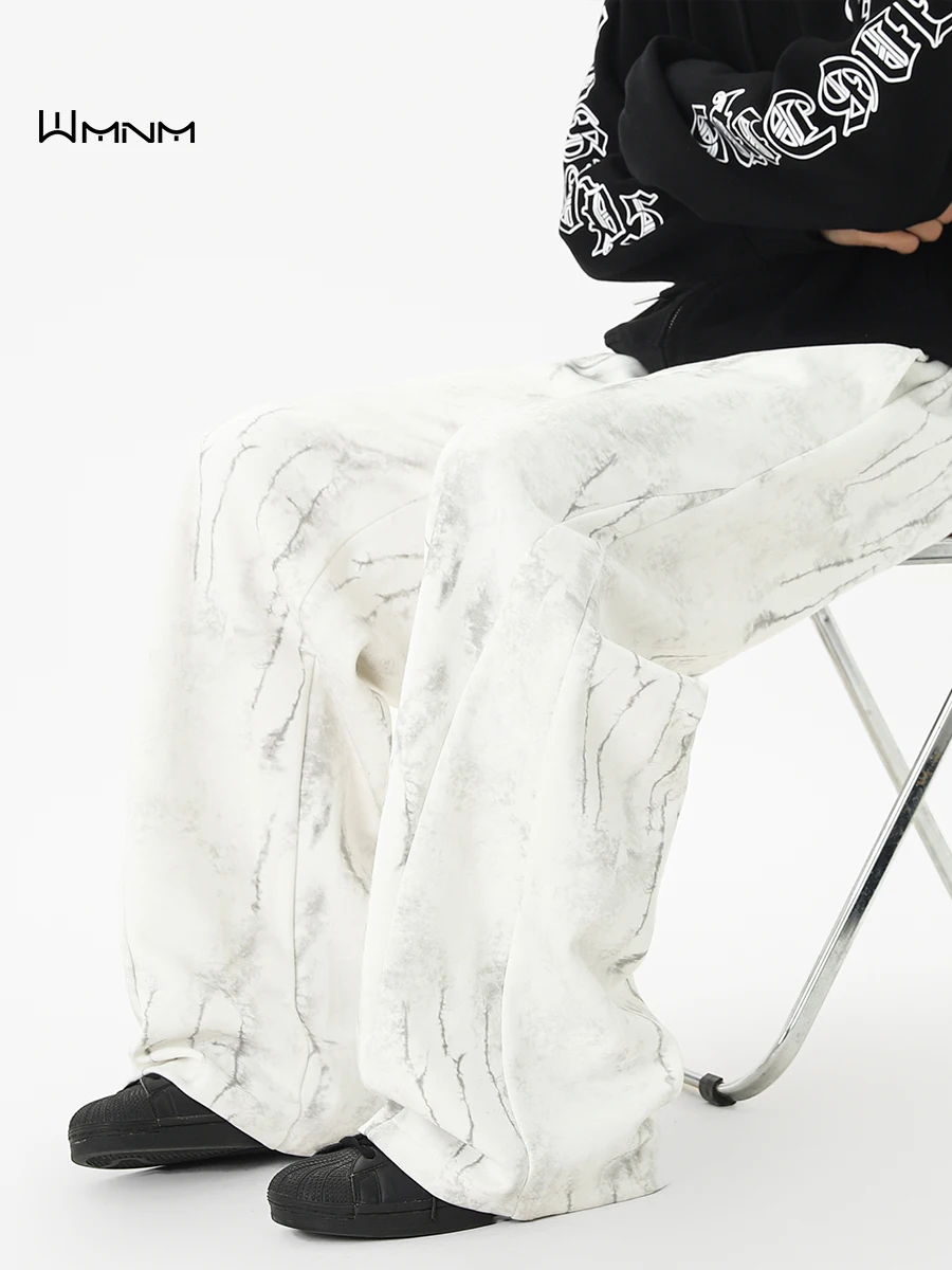 

New Chinese Sle Tie Dye Straight Leg Casual Pants Men's Autumn Trendy High End Drapey Wide Leg Long Trousers Loose Fit